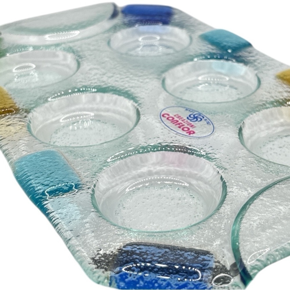 Italian fused glass Tray. Used for shot glasses, food, jewelry trinket dish.